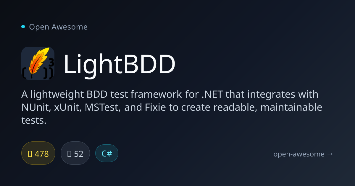 LightBDD — Lightweight .NET BDD Framework | Open Awesome