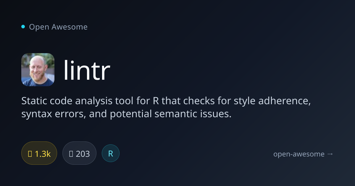lintr — Static Code Analysis for R | Open Awesome
