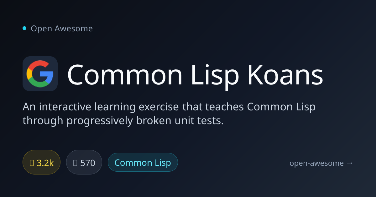 Common Lisp Koans — Interactive Common Lisp Learning | Open Awesome