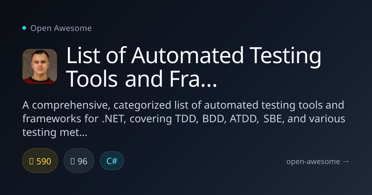 List of Automated Testing Tools and Frameworks for .NET — Automated ...