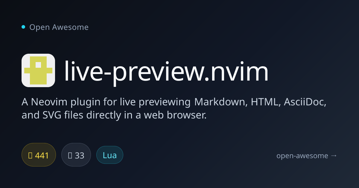 live-preview.nvim — Neovim Live File Preview Plugin | Open Awesome