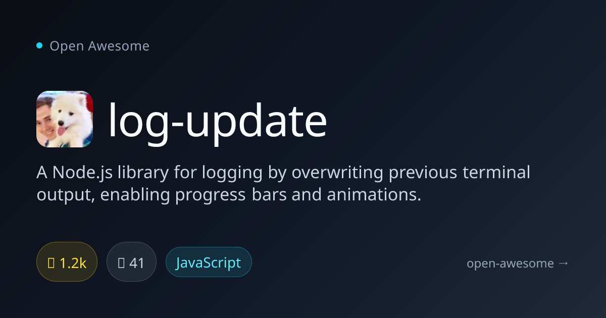 log-update — Node.js Terminal Logging Library | Open Awesome