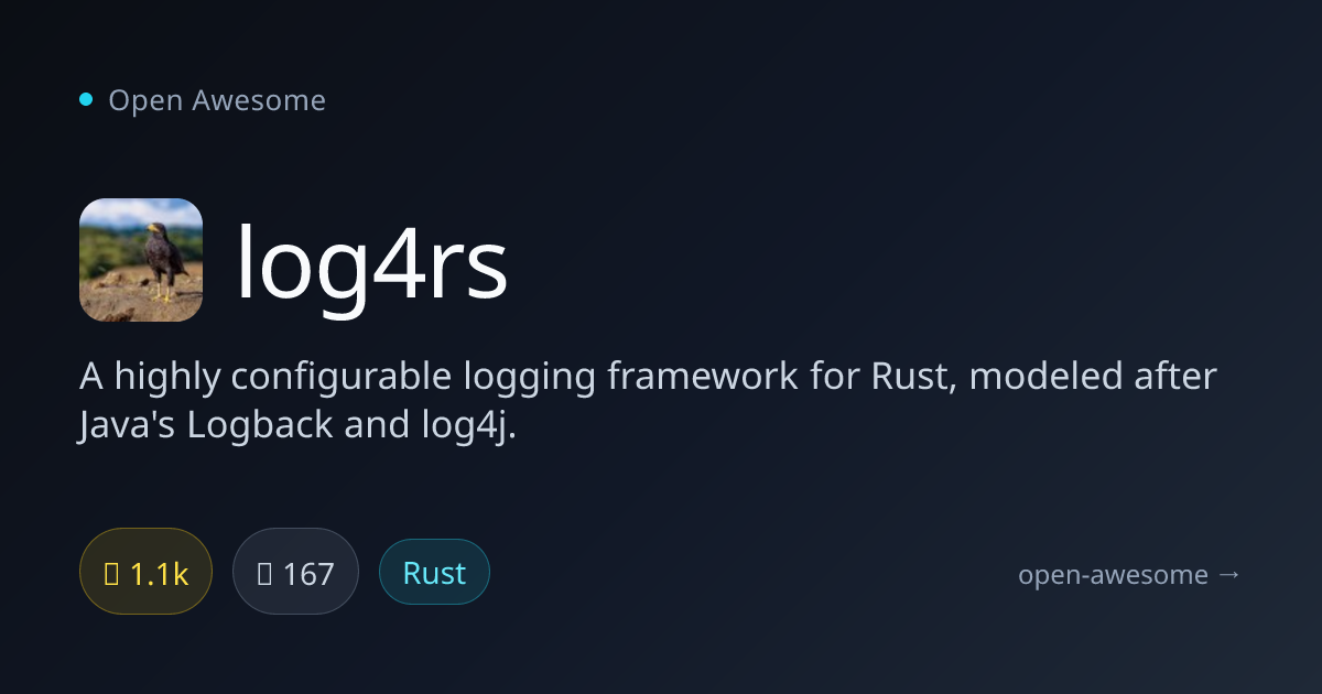 log4rs — Rust Logging Framework | Open Awesome