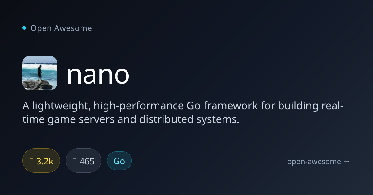 nano — Lightweight Go Game Server Framework | Open Awesome