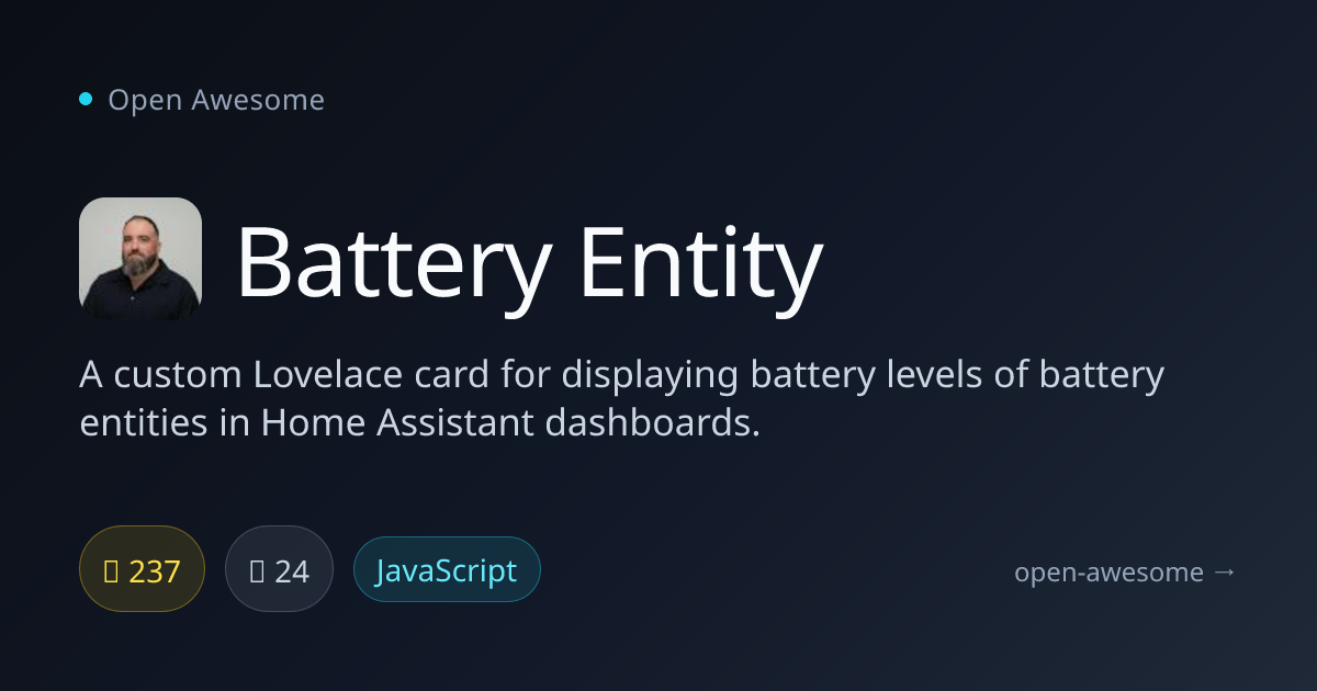 Battery Entity — Home Assistant Battery Card | Open Awesome