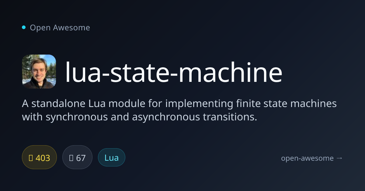 lua-state-machine — Lua Finite State Machine Module | Open Awesome
