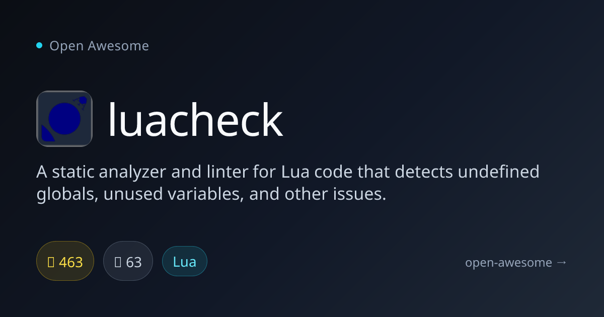luacheck — Static Analyzer & Linter for Lua | Open Awesome