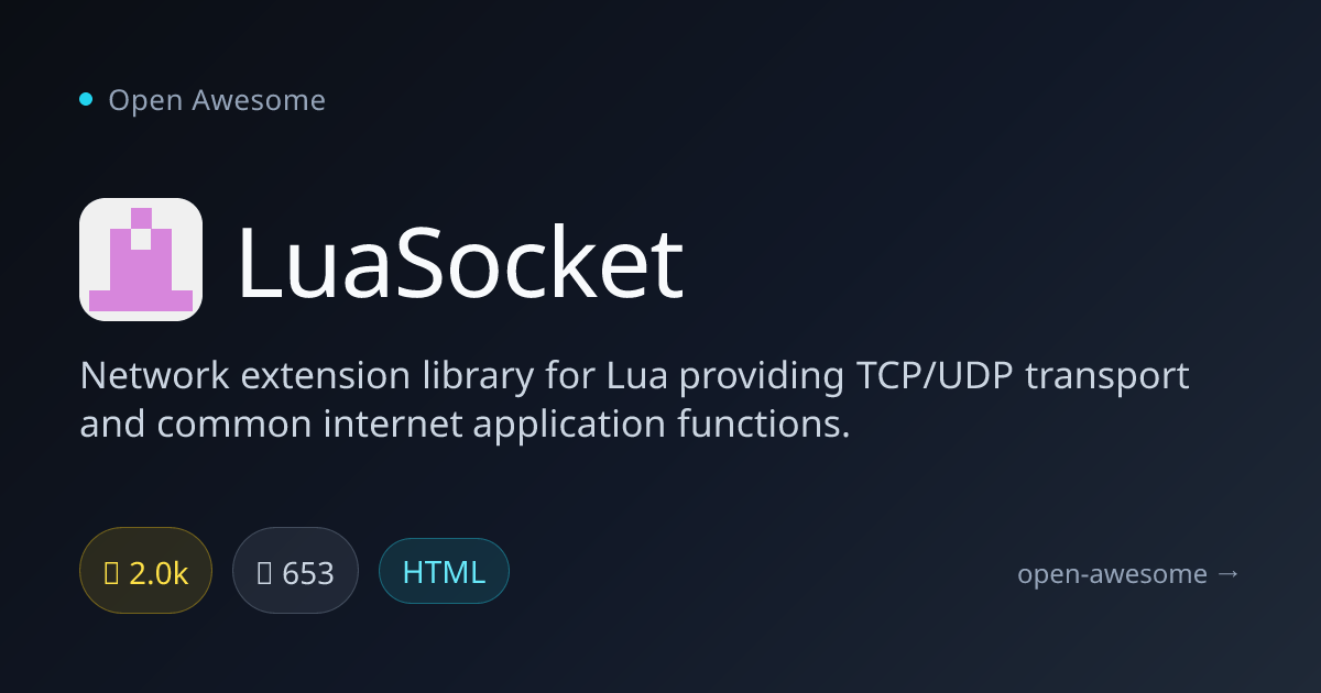 LuaSocket — Lua Network Extension Library | Open Awesome