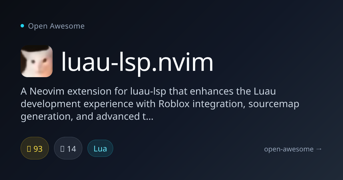 luau-lsp.nvim — Luau Language Server for Neovim | Open Awesome