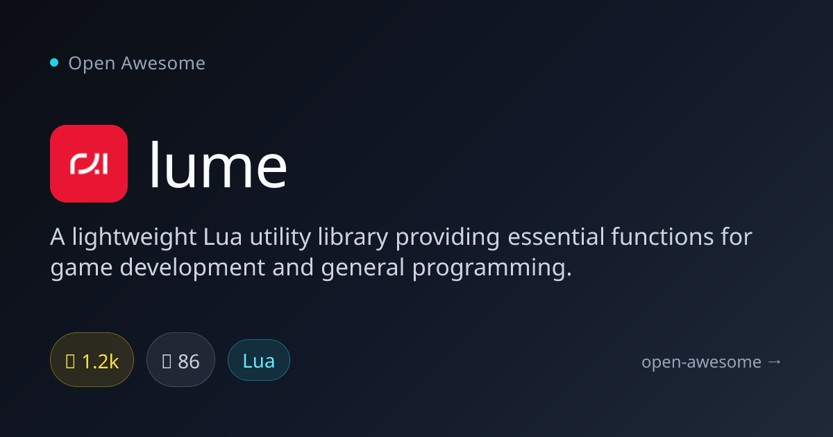 lume — Lightweight Lua Utility Library | Open Awesome