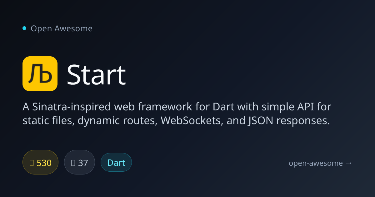 Start — Sinatra-Inspired Web Framework for Dart | Open Awesome