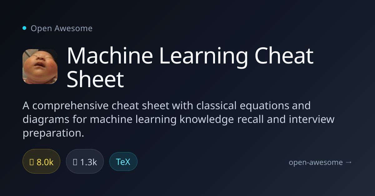 Machine Learning Cheat Sheet — ML Equations & Diagrams Reference | Open ...