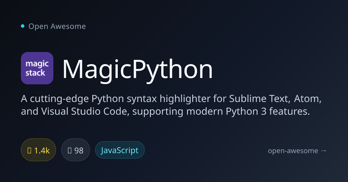 MagicPython — Python Syntax Highlighter | Open Awesome