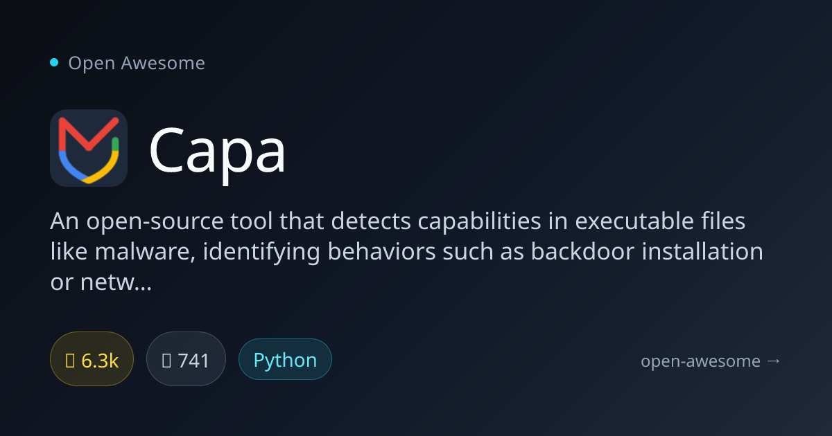 Capa — Malware Capability Detection Tool | Open Awesome