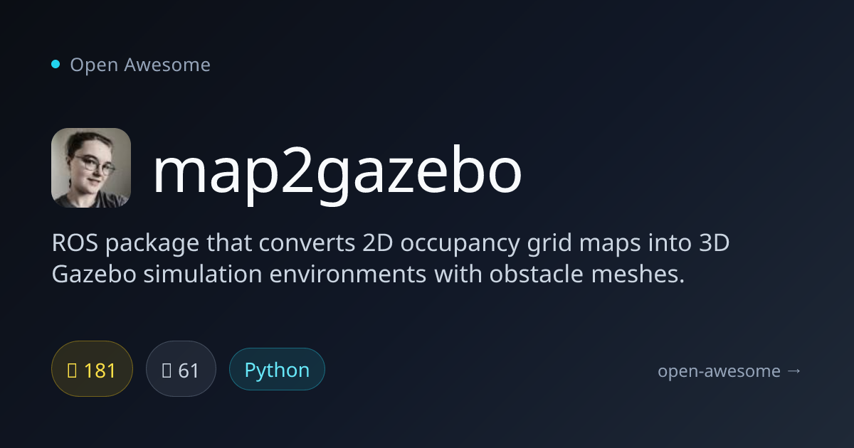 map2gazebo — ROS 2D to 3D Map Converter | Open Awesome