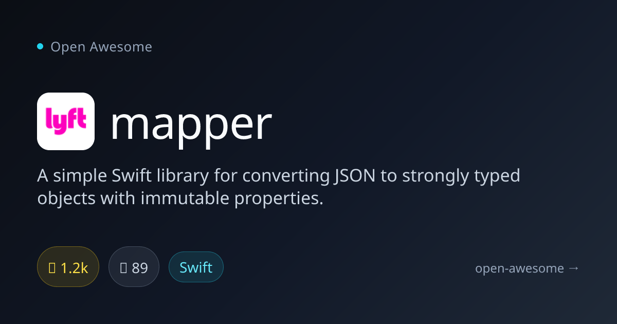 mapper — Swift JSON to Object Mapper | Open Awesome