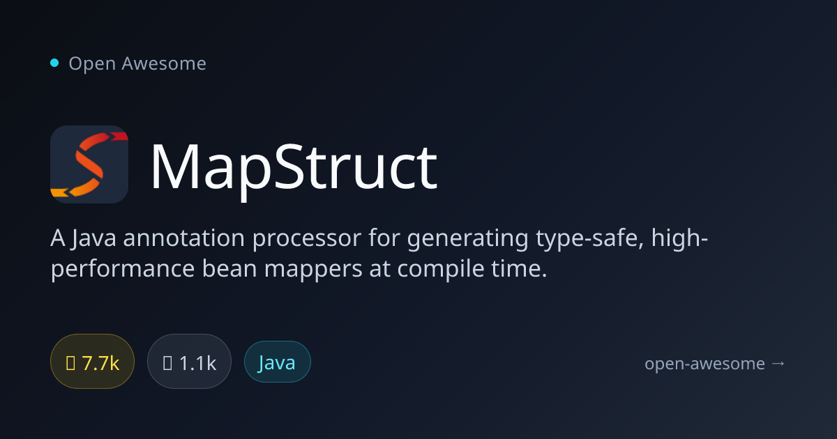 MapStruct — Java Bean Mapper Generator | Open Awesome