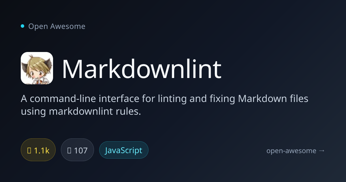 Markdownlint — Markdown Linting & Fixing CLI | Open Awesome