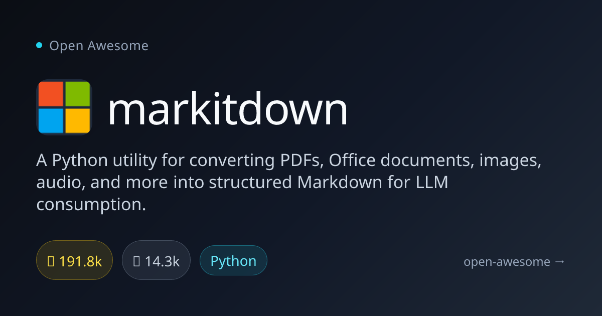 markitdown — Document to Markdown Converter | Open Awesome