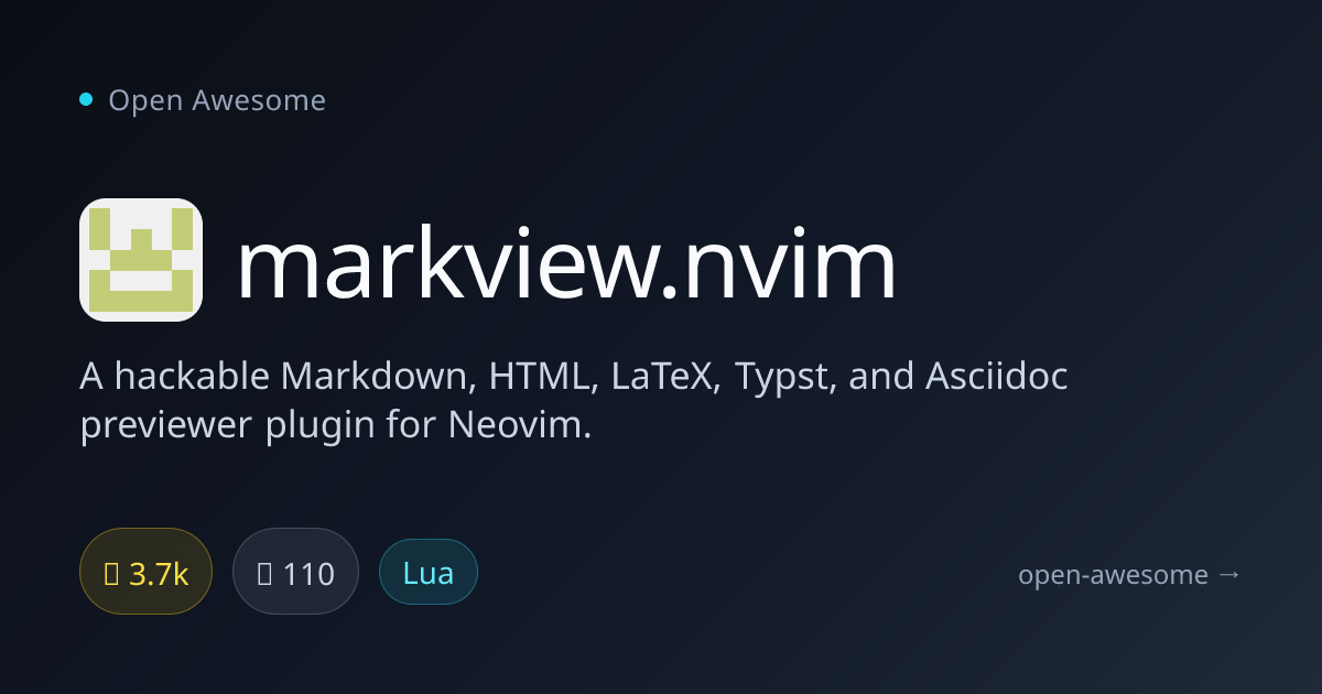 markview.nvim — Neovim Document Preview Plugin | Open Awesome