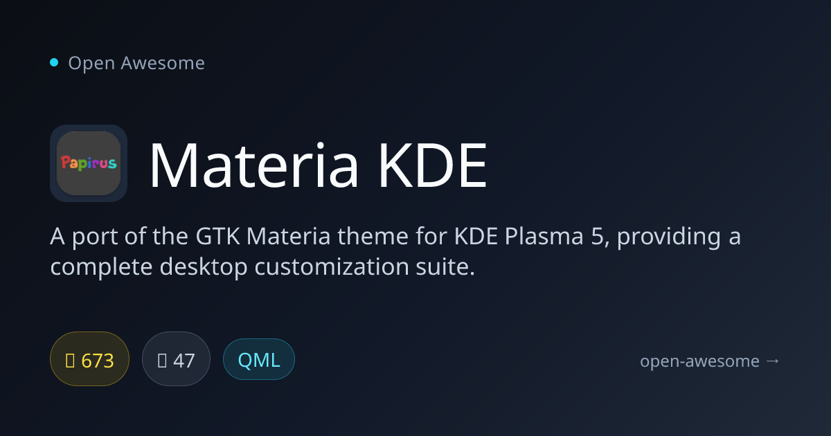 Materia KDE — GTK Materia Theme for KDE Plasma | Open Awesome