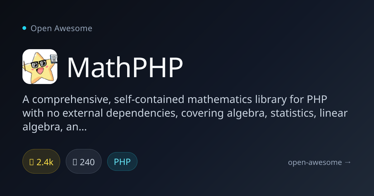 MathPHP — Comprehensive PHP Math Library | Open Awesome