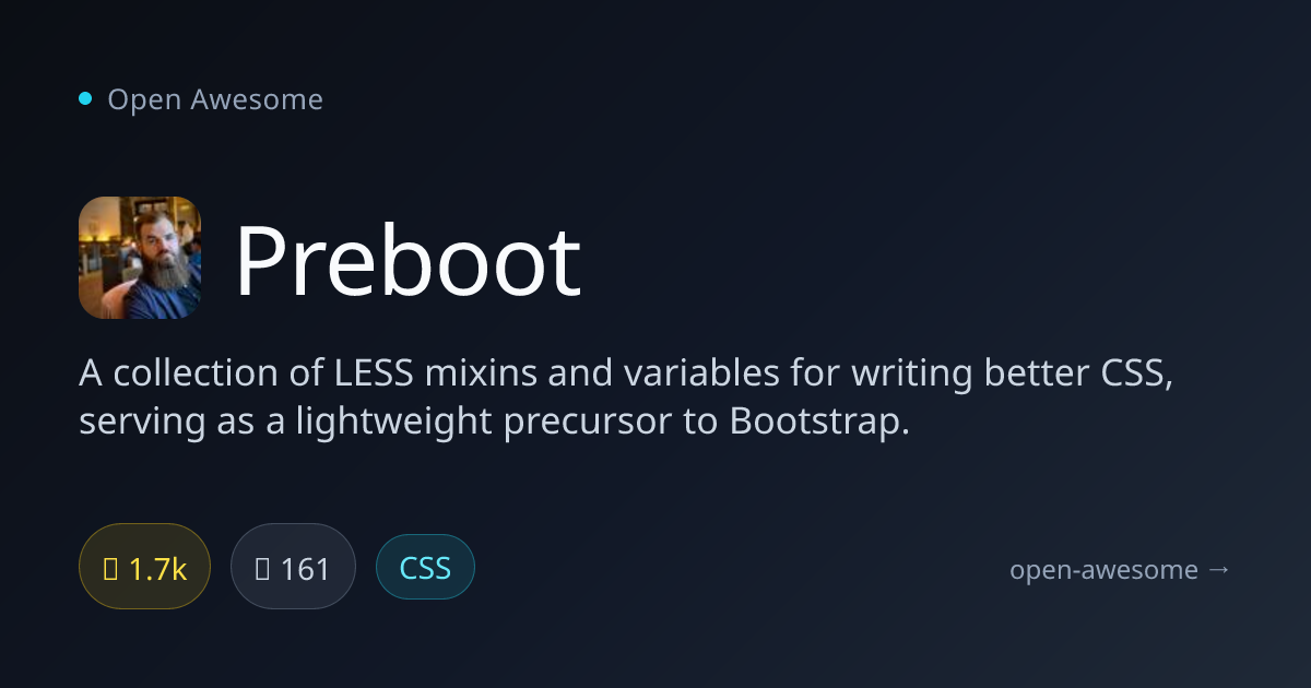 Preboot — LESS Mixins & Variables for CSS | Open Awesome