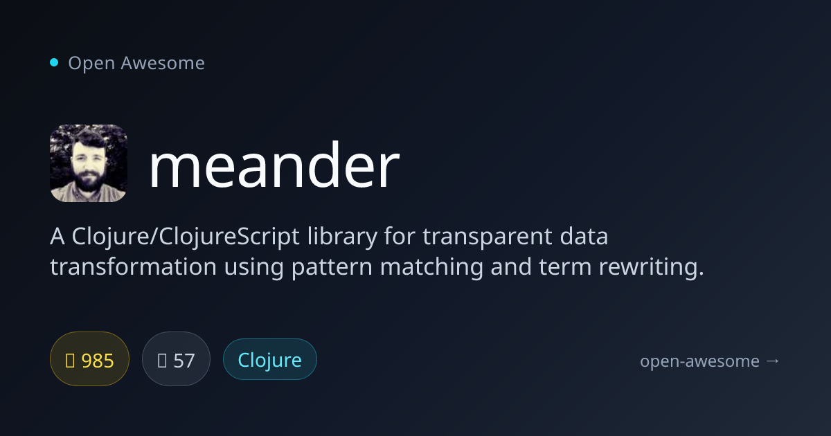 meander — Clojure Data Transformation Library | Open Awesome