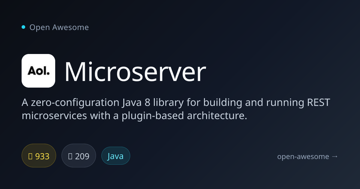 Microserver — Zero-Config Java REST Microservices | Open Awesome
