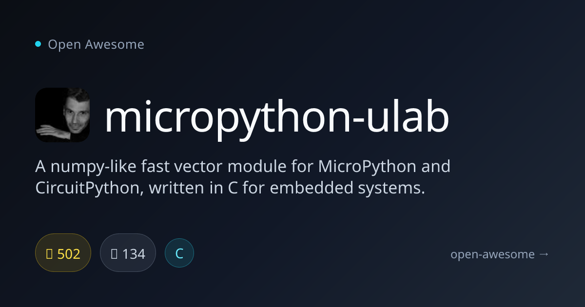 micropython-ulab — NumPy-Like Vector Module for MicroPython | Open Awesome