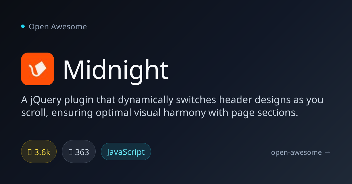 Midnight — Dynamic jQuery Header Plugin | Open Awesome