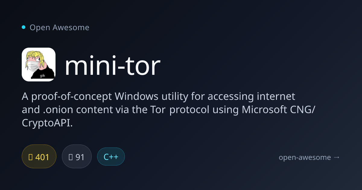 mini-tor — Windows Tor Access Utility | Open Awesome