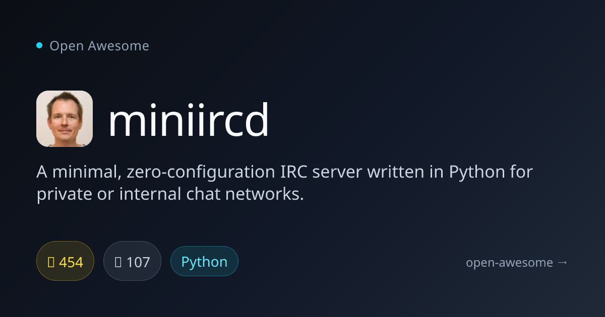 miniircd — Minimal Python IRC Server | Open Awesome