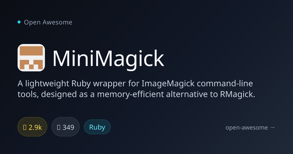 MiniMagick — Lightweight Ruby ImageMagick Wrapper | Open Awesome