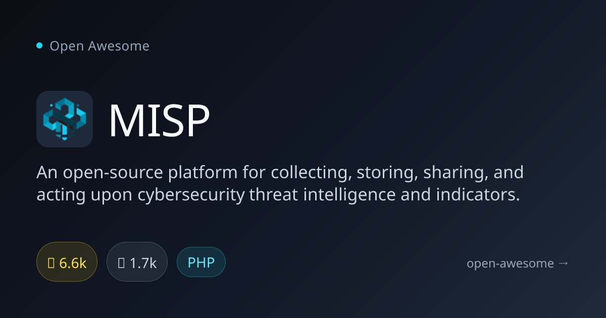 MISP — Cybersecurity Threat Intelligence Platform | Open Awesome