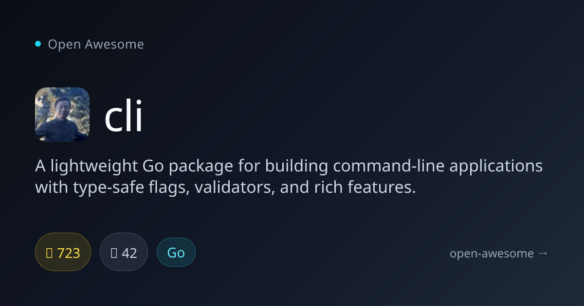 cli — Go CLI Application Builder | Open Awesome