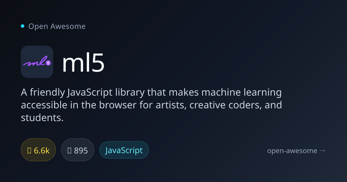 ml5 — Browser Machine Learning Library | Open Awesome
