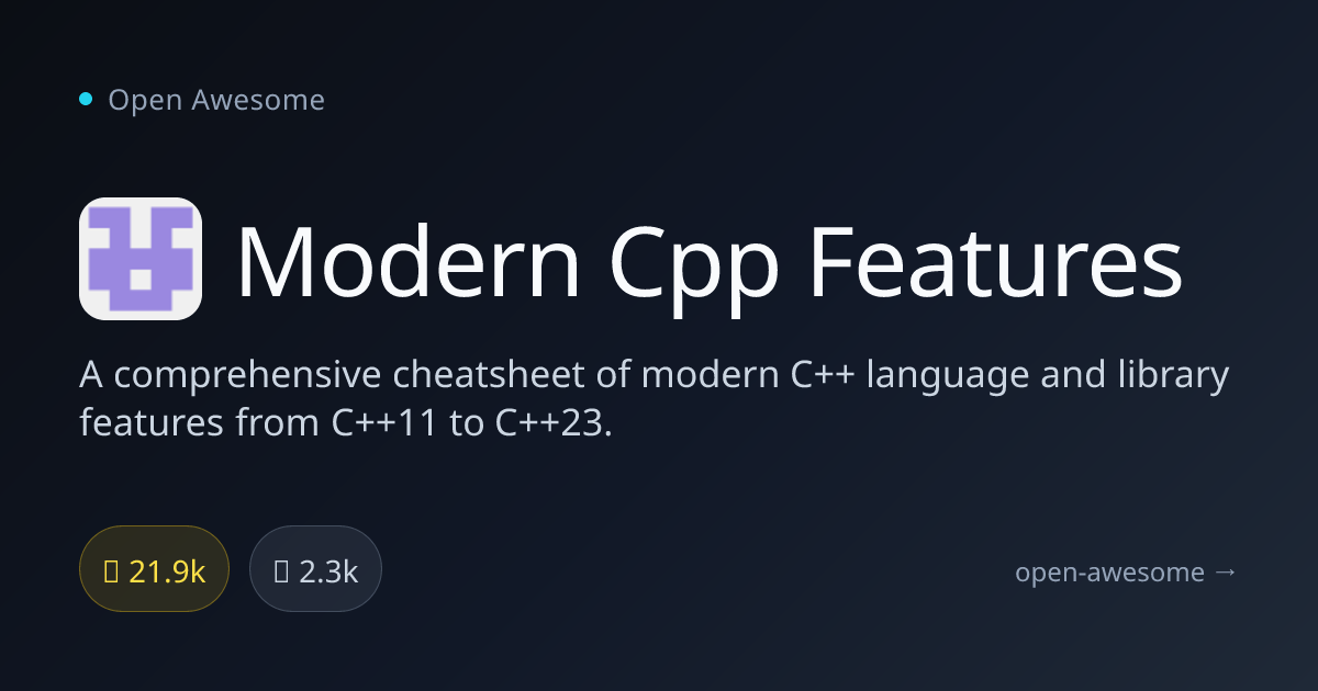 Modern Cpp Features — Modern C++ Cheatsheet | Open Awesome