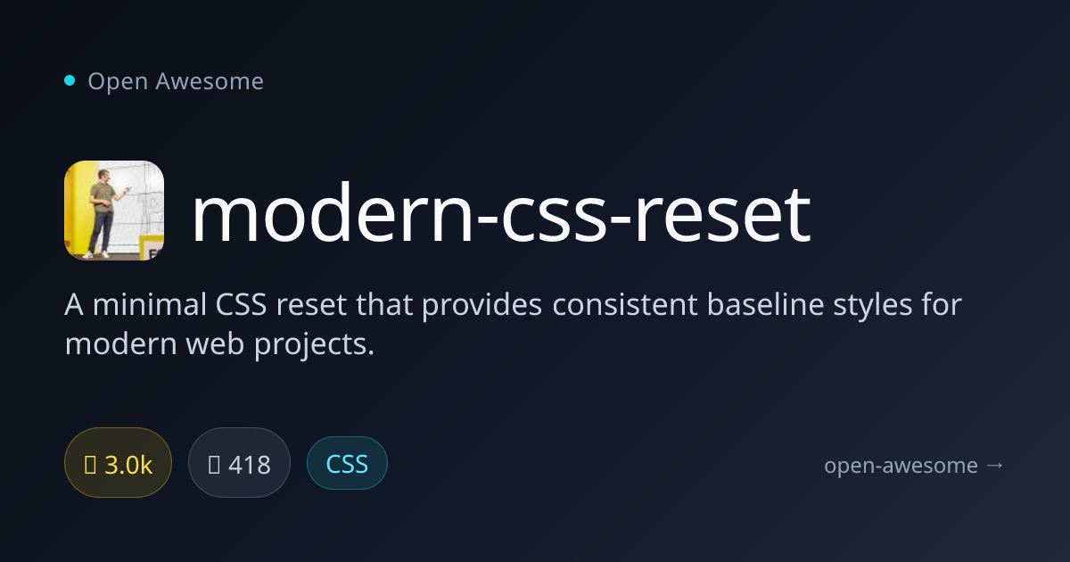 modern-css-reset — Minimal CSS Reset | Open Awesome
