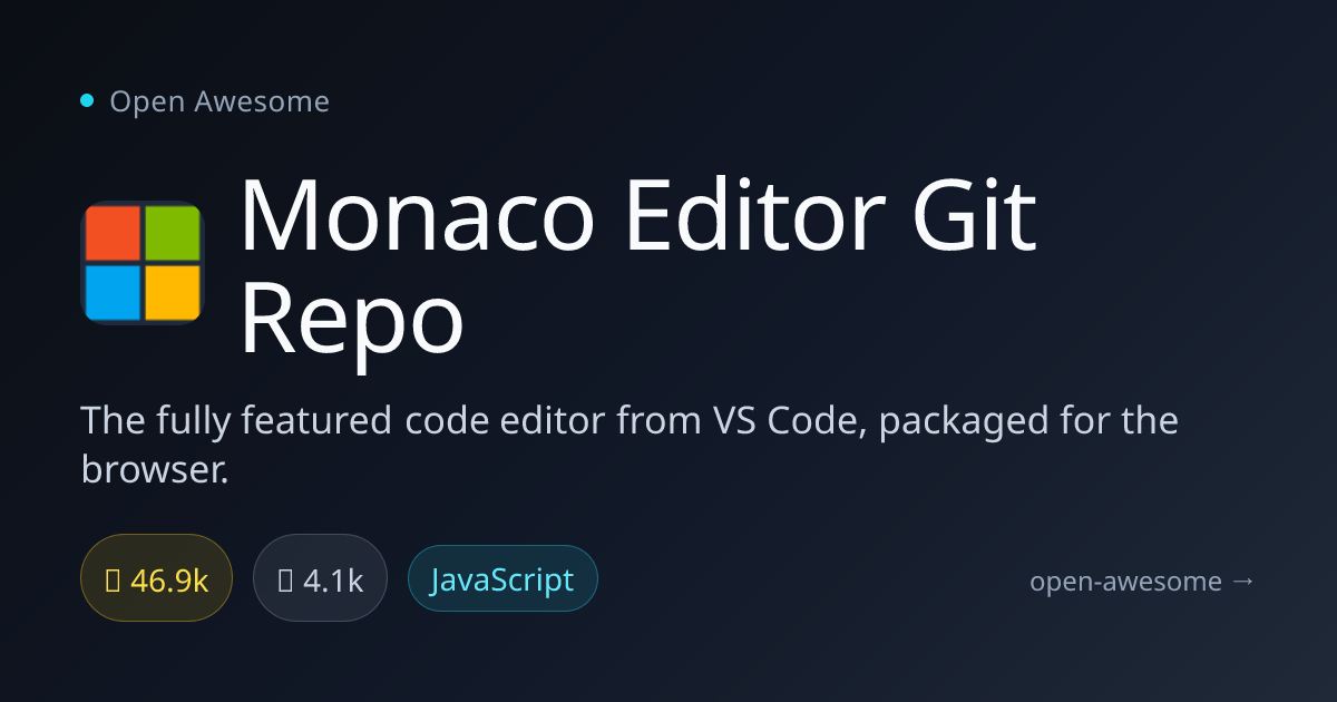 Monaco Editor Git Repo — VS Code Editor for Browser | Open Awesome