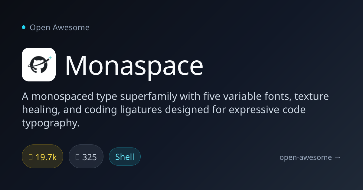 Monaspace — Monospaced Coding Typeface | Open Awesome