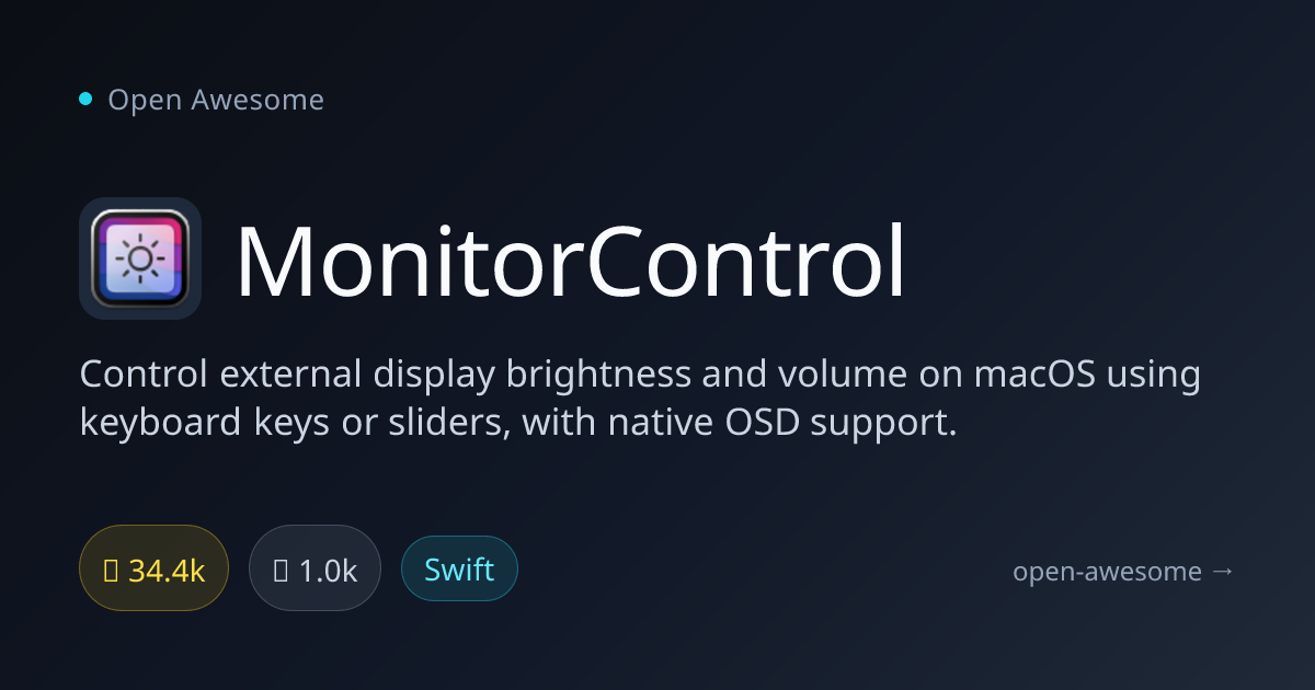 MonitorControl — External Display Control for macOS | Open Awesome