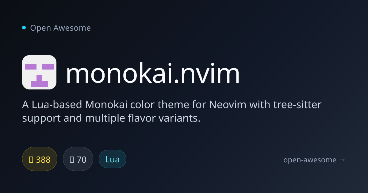 monokai.nvim — Lua Monokai Theme for Neovim | Open Awesome