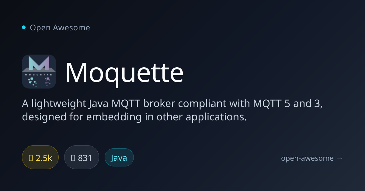 Moquette — Lightweight Java MQTT Broker | Open Awesome
