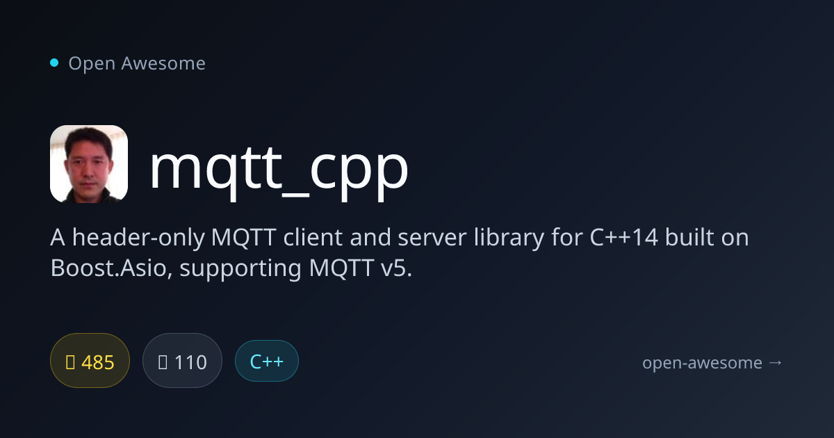 mqtt_cpp — Header-Only MQTT C++ Library | Open Awesome