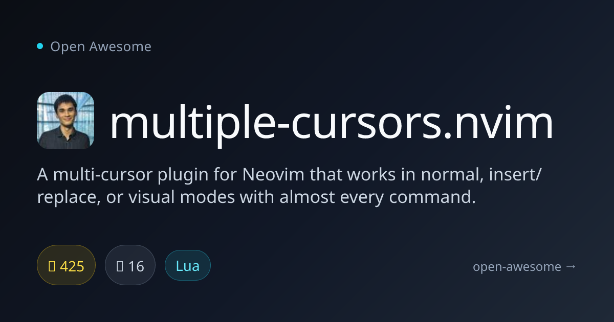 multiple-cursors.nvim — Multi-Cursor Plugin for Neovim | Open Awesome