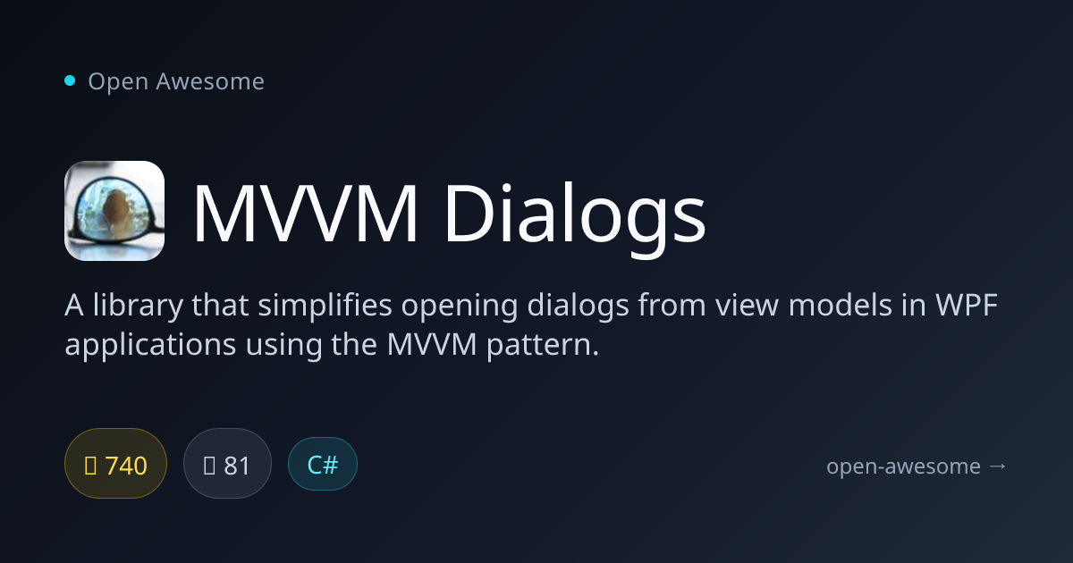 MVVM Dialogs — WPF MVVM Dialog Library | Open Awesome