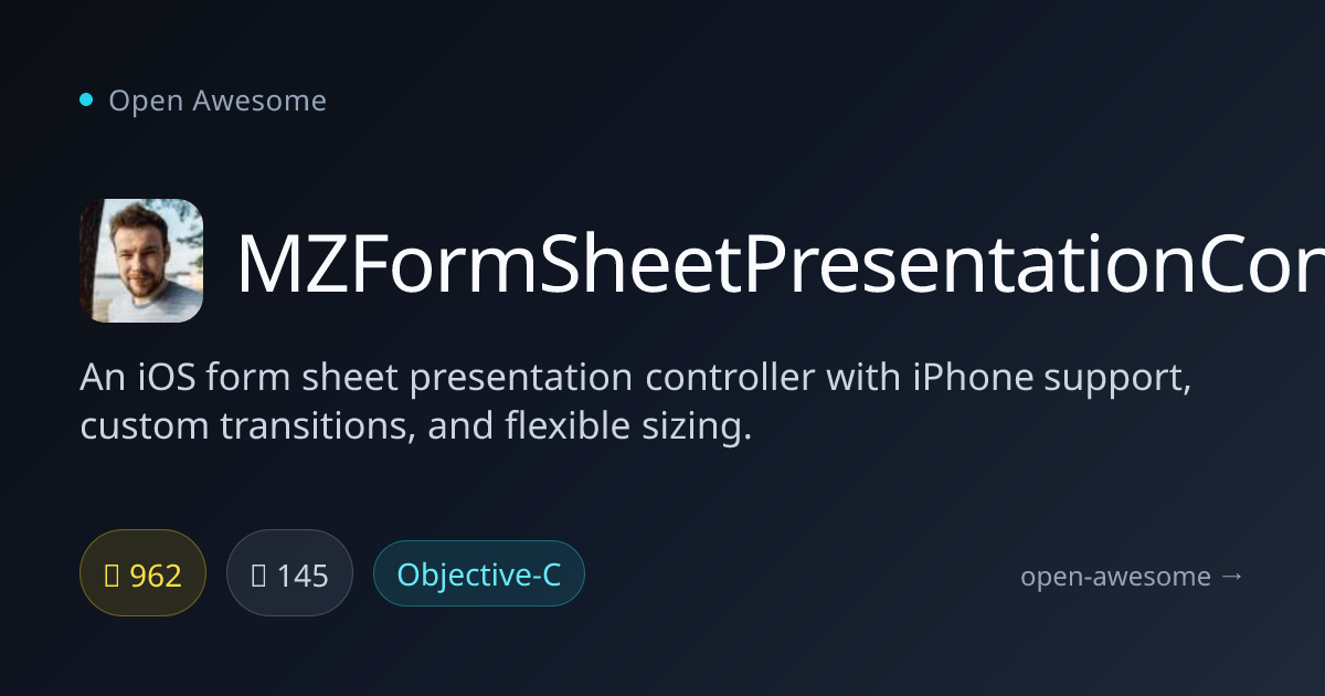 MZFormSheetPresentationController — iOS Form Sheet Controller | Open ...