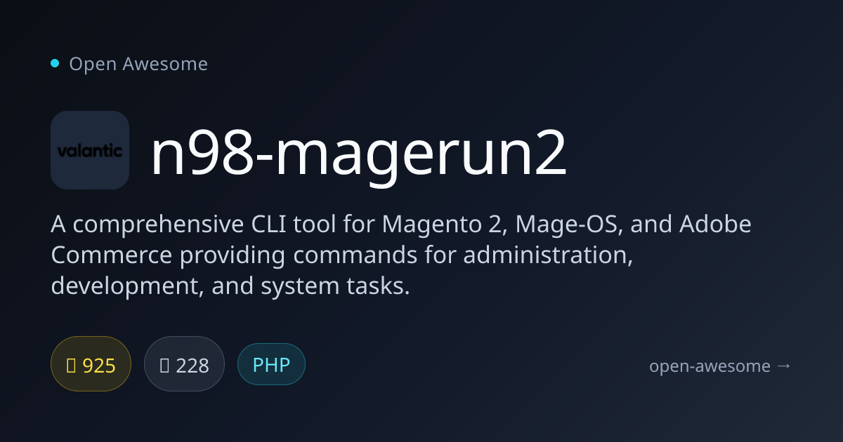 n98-magerun2 — Magento 2 CLI Administration Tool | Open Awesome
