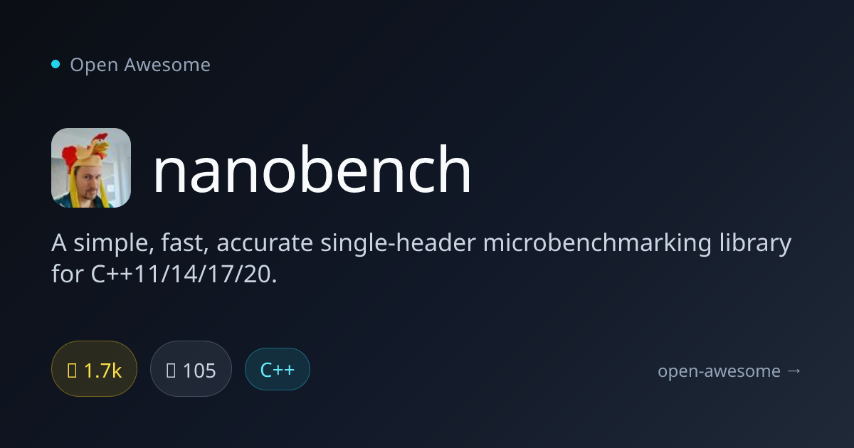 nanobench — C++ Microbenchmarking Library | Open Awesome